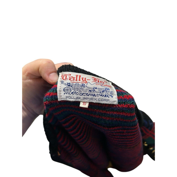 Vintage Tally-Ho Plaid Cardigan Preppy‎ Academia Retro Xmas Sweater Size Small - Picture 3 of 9